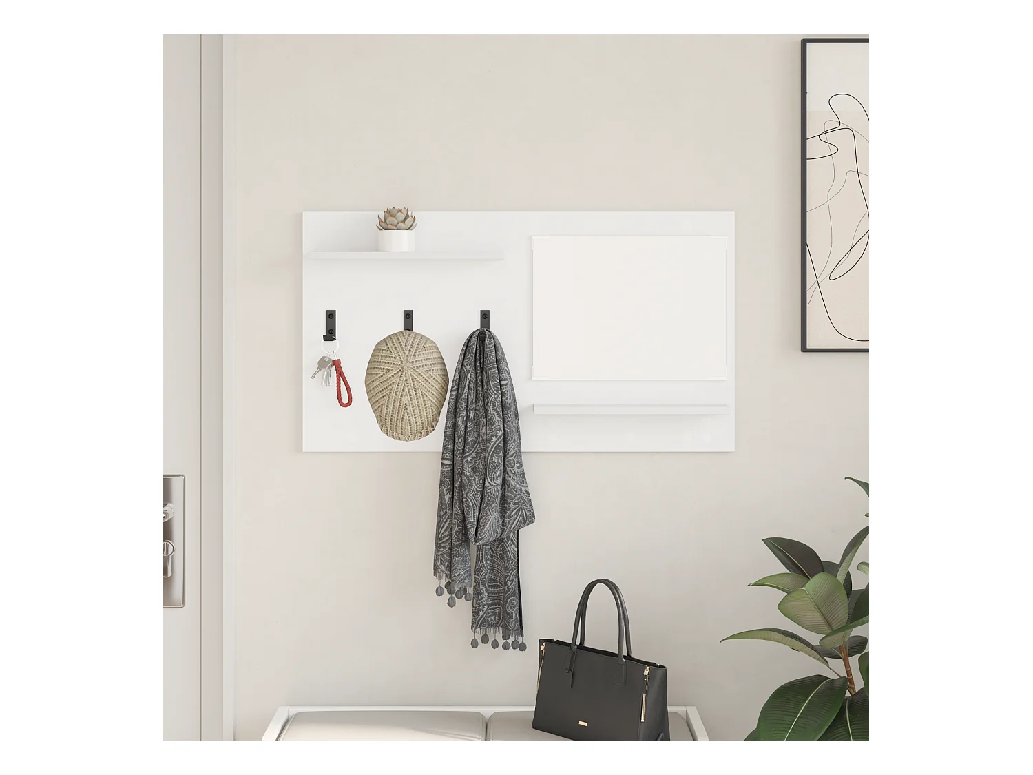 Appendiabiti da parete Bianco 90 x 10 x 50 cm Legno ingegnerizzato