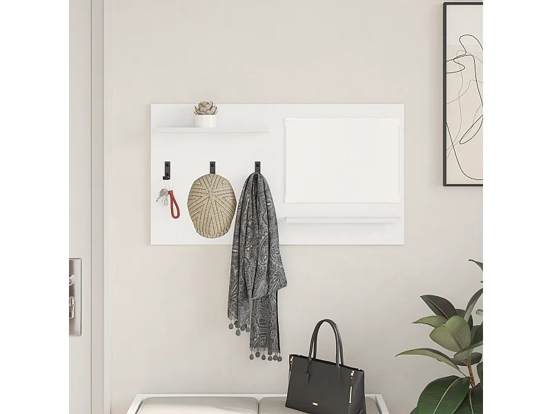 Porte-manteau mural Blanc 90 x 10 x 50 cm Bois d'ingénierie