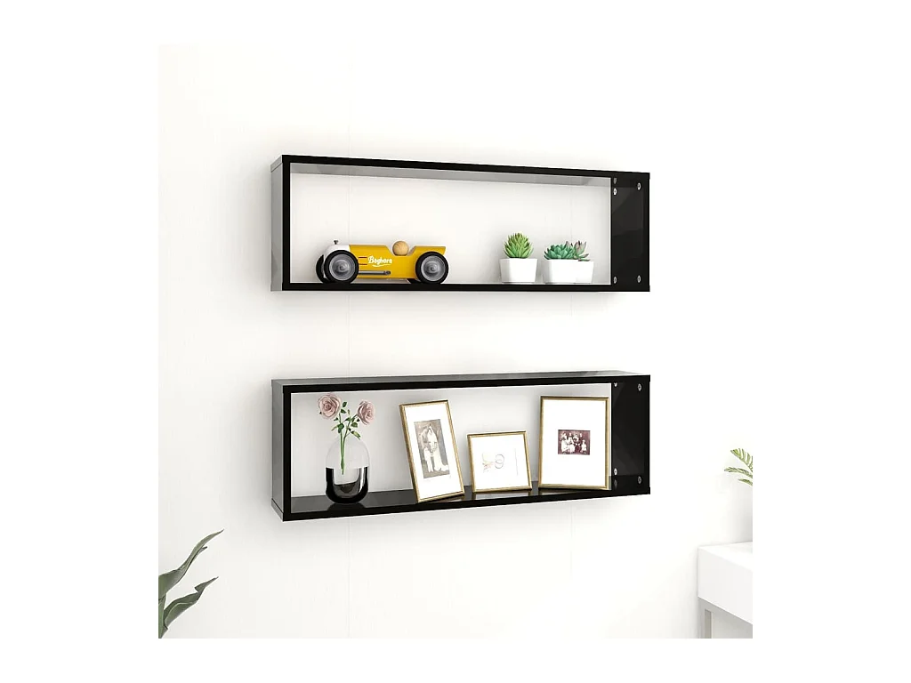 Étagères cube murales 2pcs Noir 80x15x26,5cm bois d'ingénierie