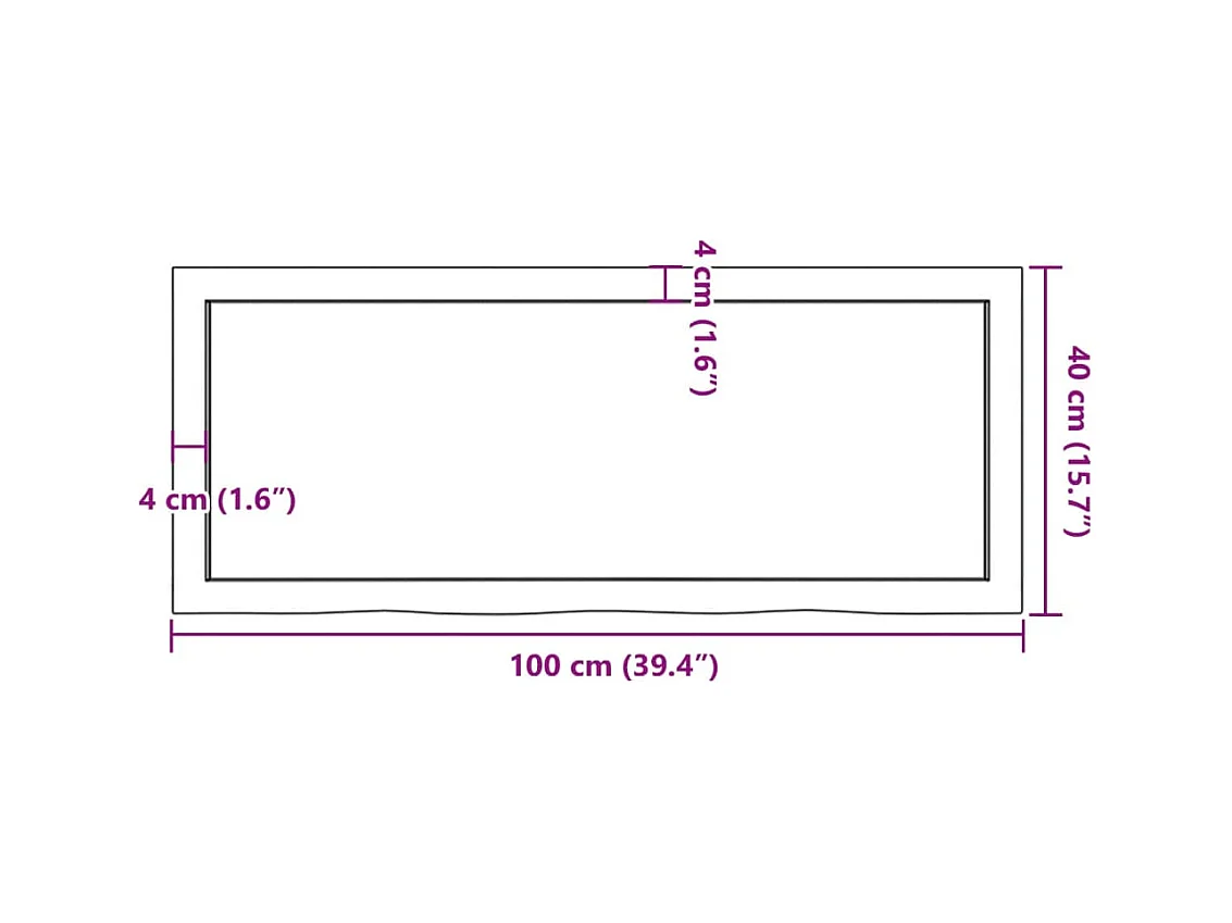 Étagère murale 100x40x(2-4) cm bois de chêne massif non traité