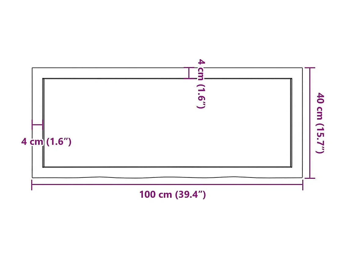 Étagère murale 100x40x(2-4) cm bois de chêne massif non traité