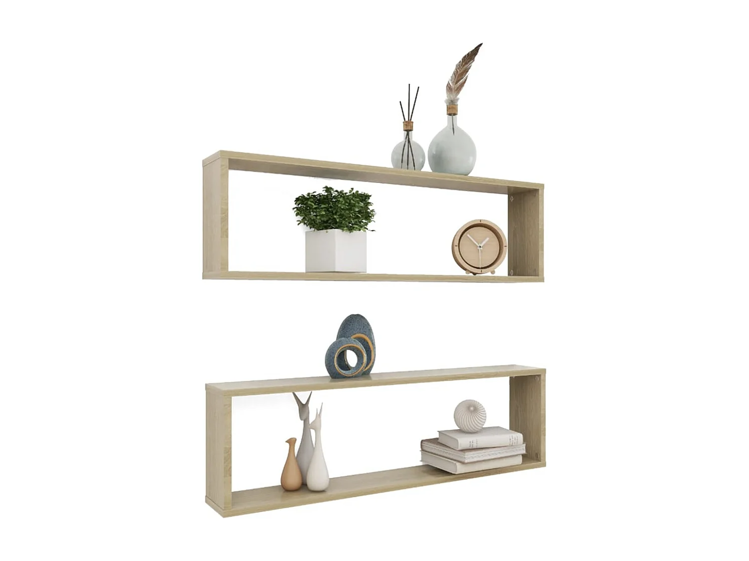 Étagères cube murales 2 pcs chêne sonoma bois d'ingénierie