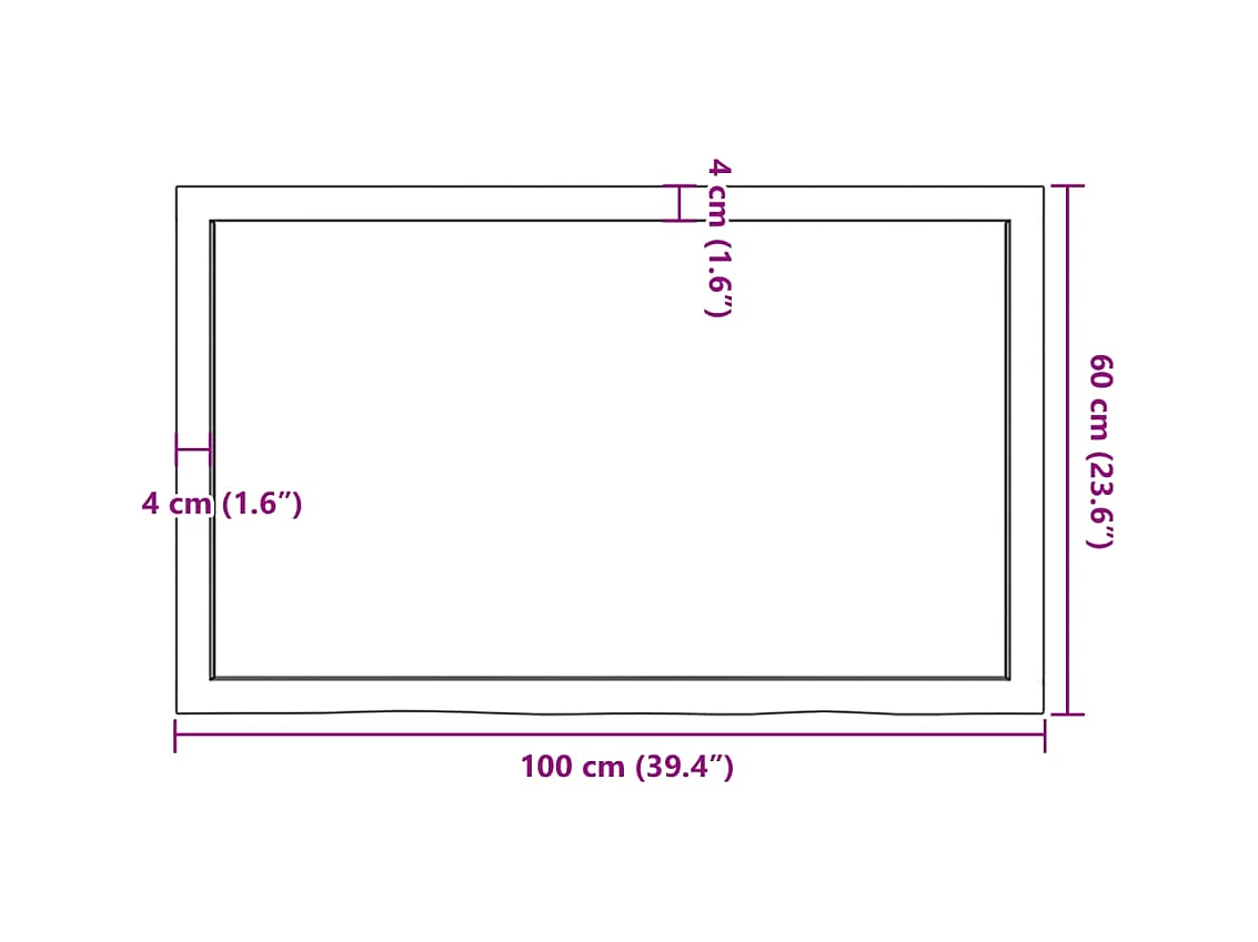 Étagère murale 100x60x(2-4) cm bois de chêne massif non traité