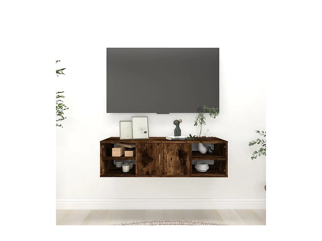 Mensola da parete in rovere affumicato 102x30x29 cm in legno ingegnerizzato