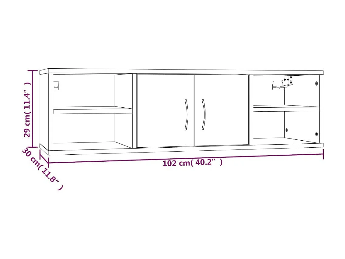 Mensola da parete in rovere affumicato 102x30x29 cm in legno ingegnerizzato