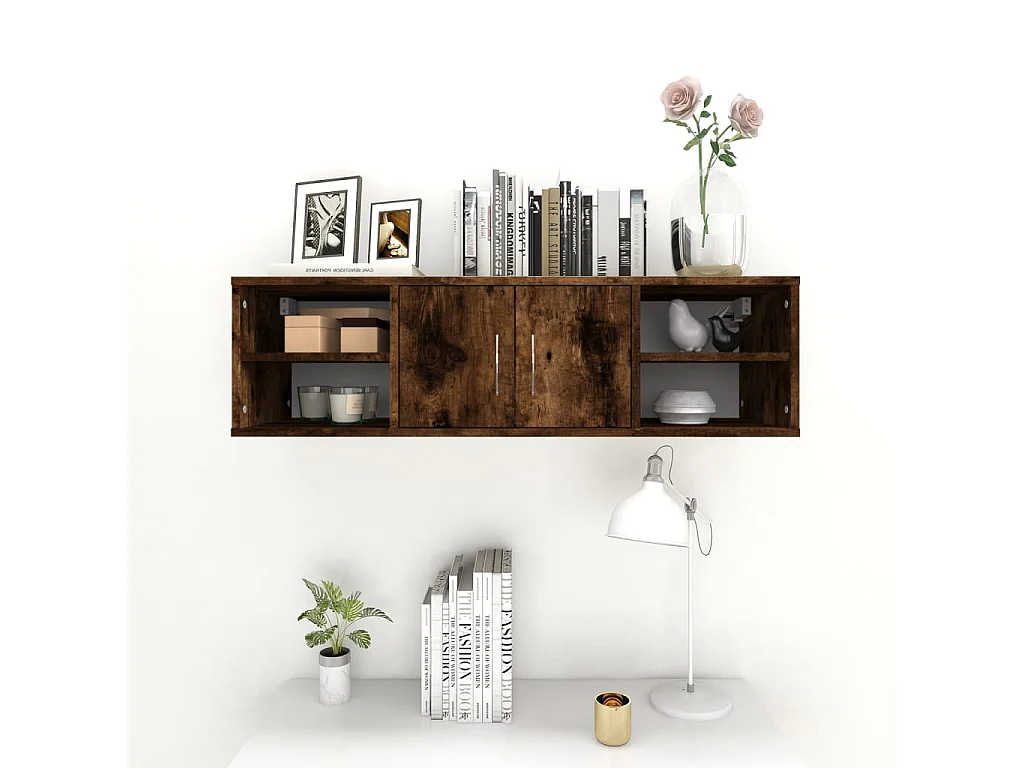 Mensola da parete in rovere affumicato 102x30x29 cm in legno ingegnerizzato