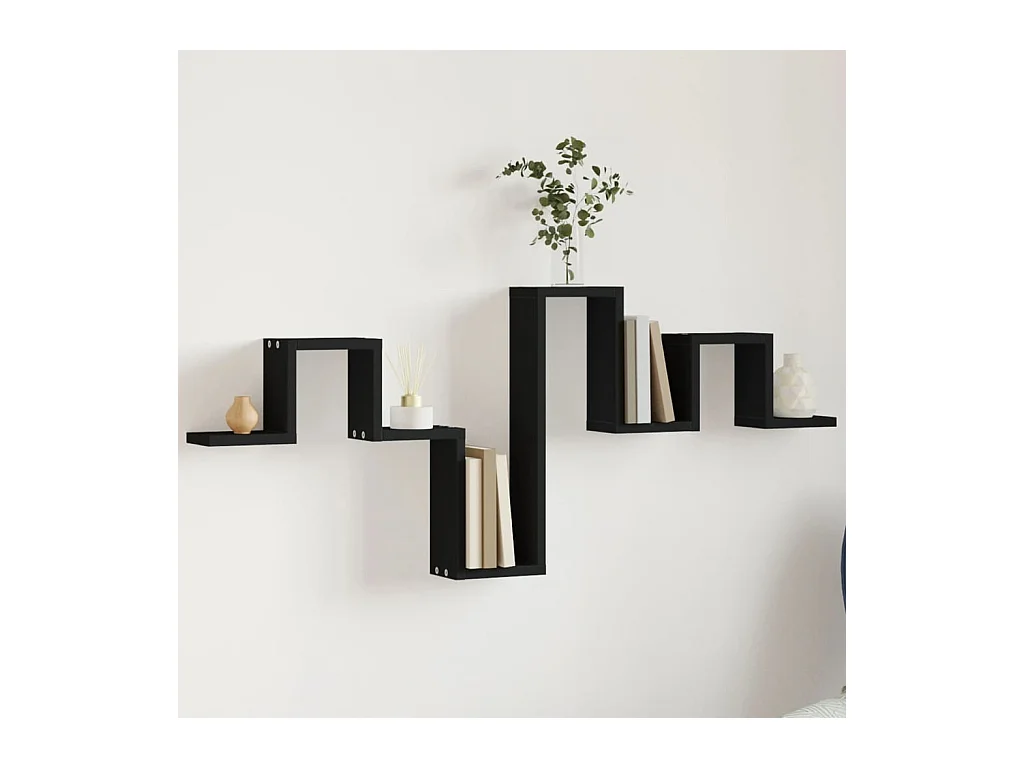 Estante de pared negro 104,5x10x43 cm madera de ingeniería