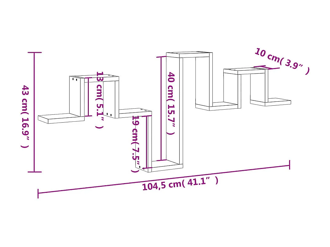 Estante de pared negro 104,5x10x43 cm madera de ingeniería
