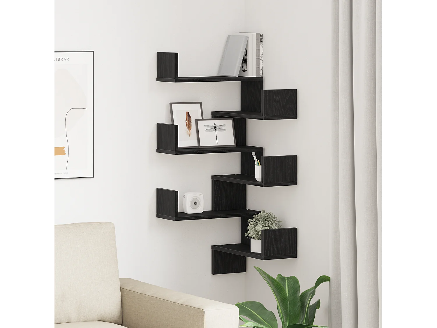 Étagères murales 2 pcs Chêne noir 40x40x49,5 cm Bois d'ingénierie