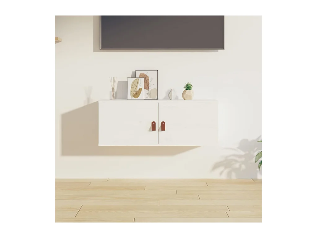 Pensile Bianco 80x30x30 cm Legno massello di pino