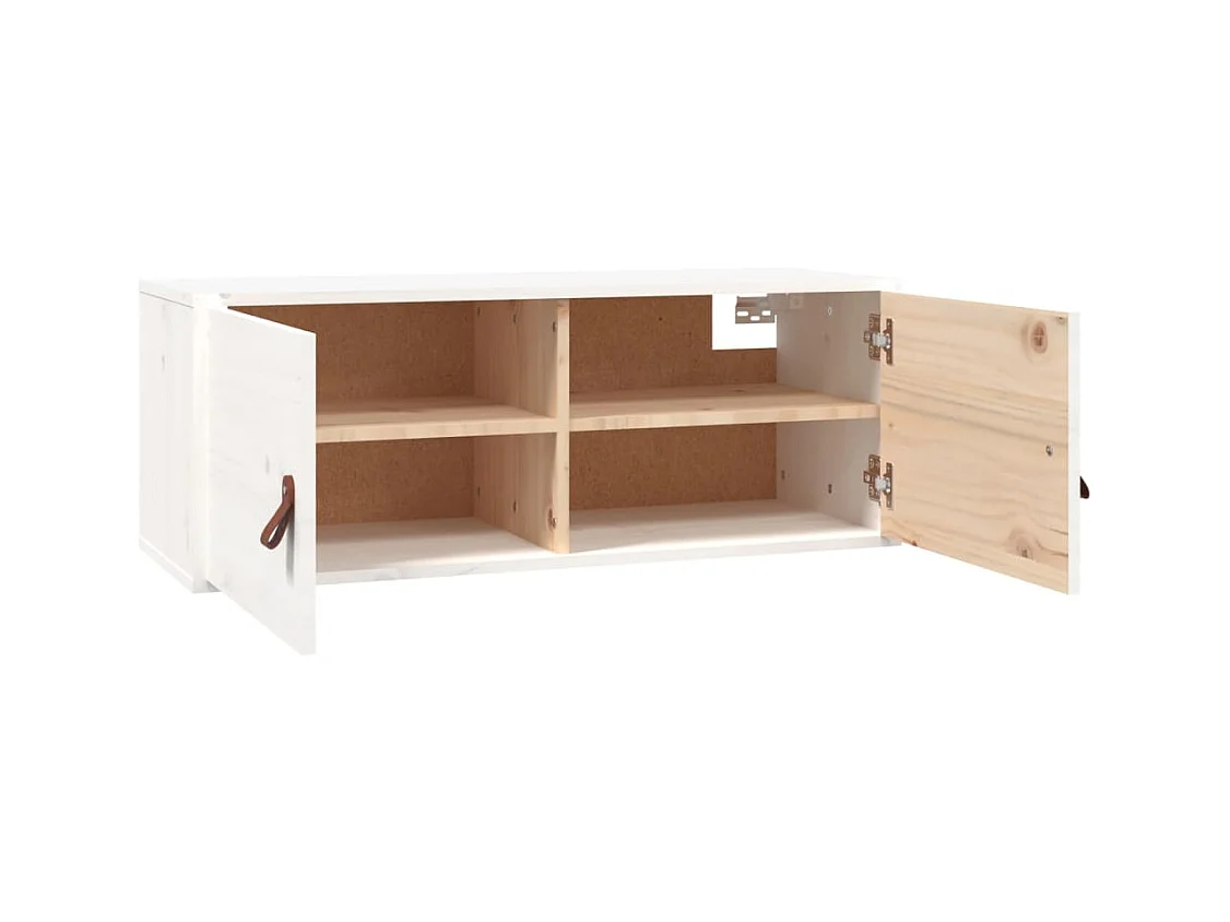 Pensile Bianco 80x30x30 cm Legno massello di pino