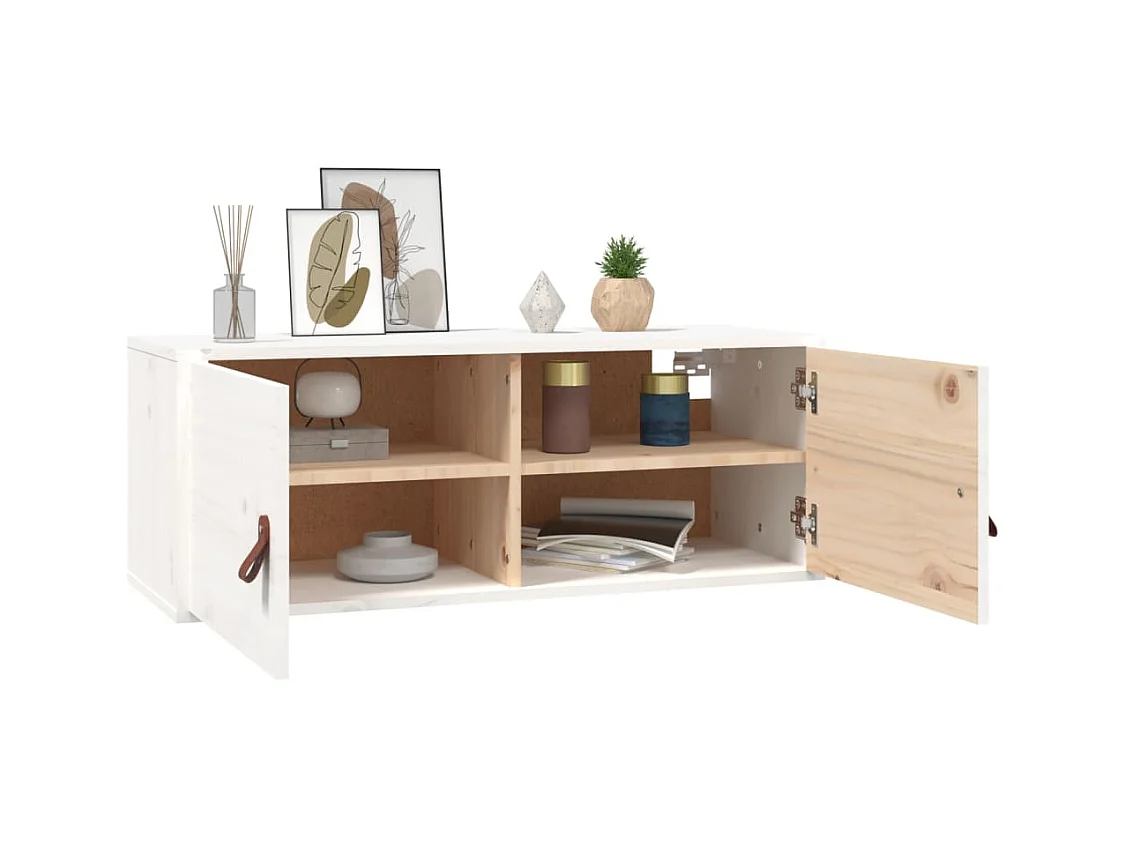 Pensile Bianco 80x30x30 cm Legno massello di pino