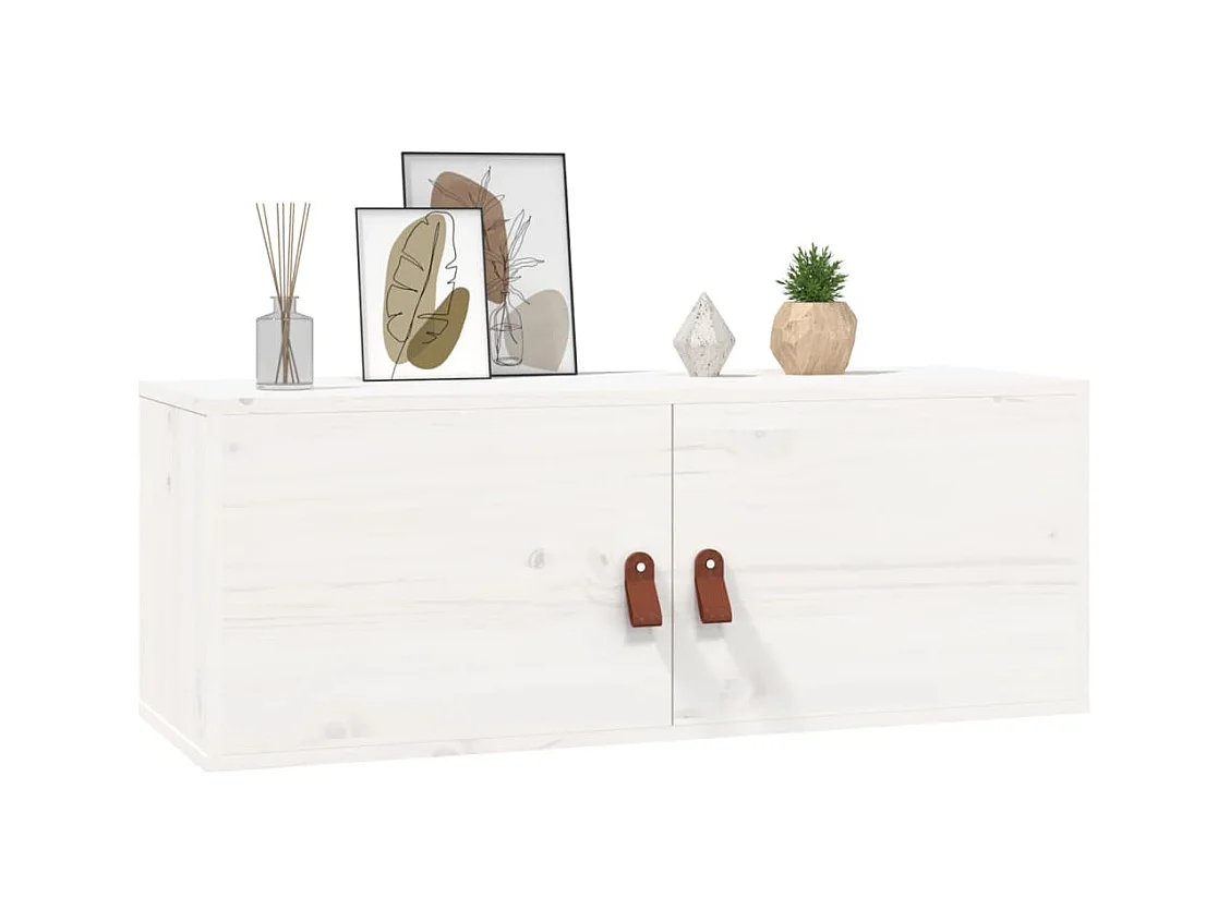 Pensile Bianco 80x30x30 cm Legno massello di pino