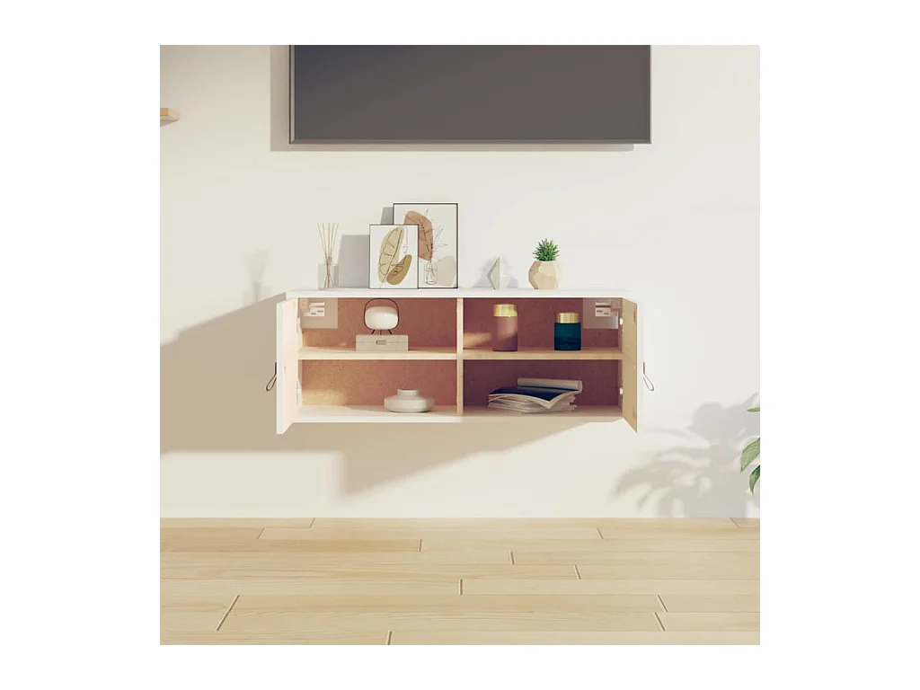 Pensile Bianco 80x30x30 cm Legno massello di pino