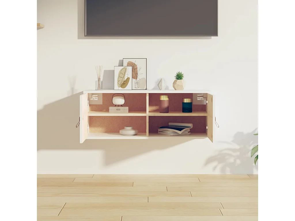 Armoire murale Blanc 80x30x30 cm Bois de pin massif