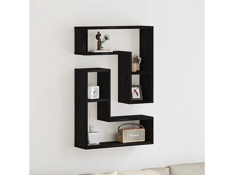 Étagères murales 2 pièces Chêne noir 50x15x85 cm en bois reconstitué