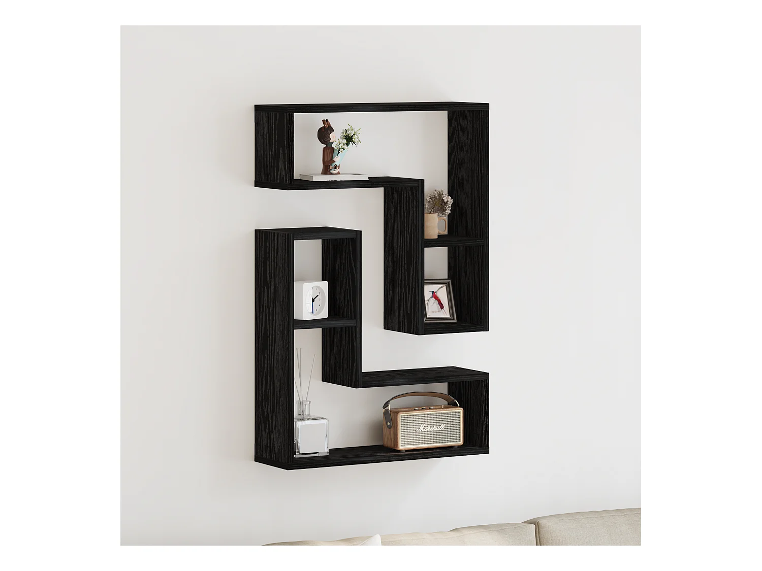 Étagères murales 2 pièces Chêne noir 50x15x85 cm en bois reconstitué