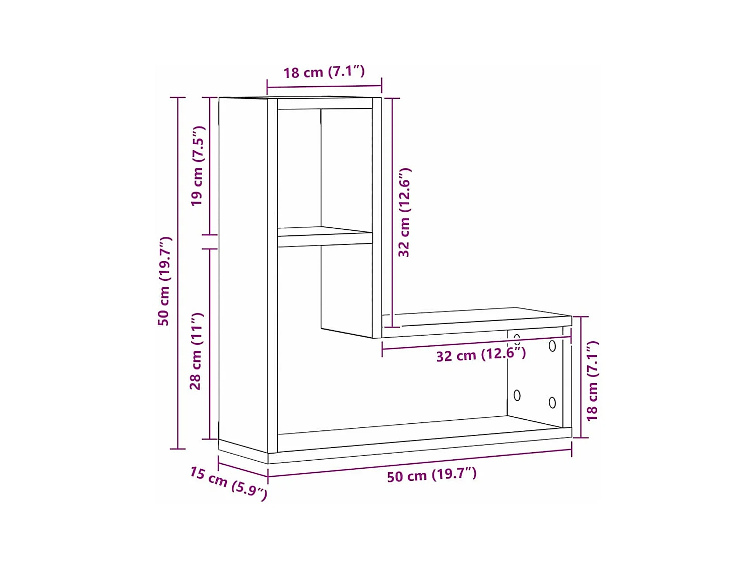 Étagères murales 2 pièces Chêne noir 50x15x85 cm en bois reconstitué