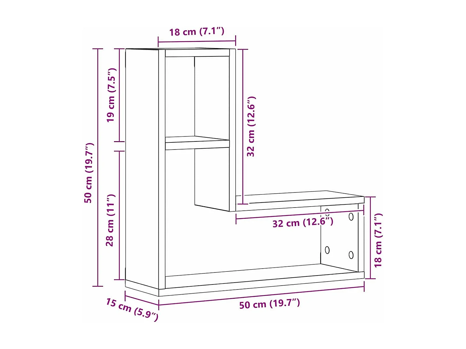 Étagères murales 2 pièces Chêne noir 50x15x85 cm en bois reconstitué