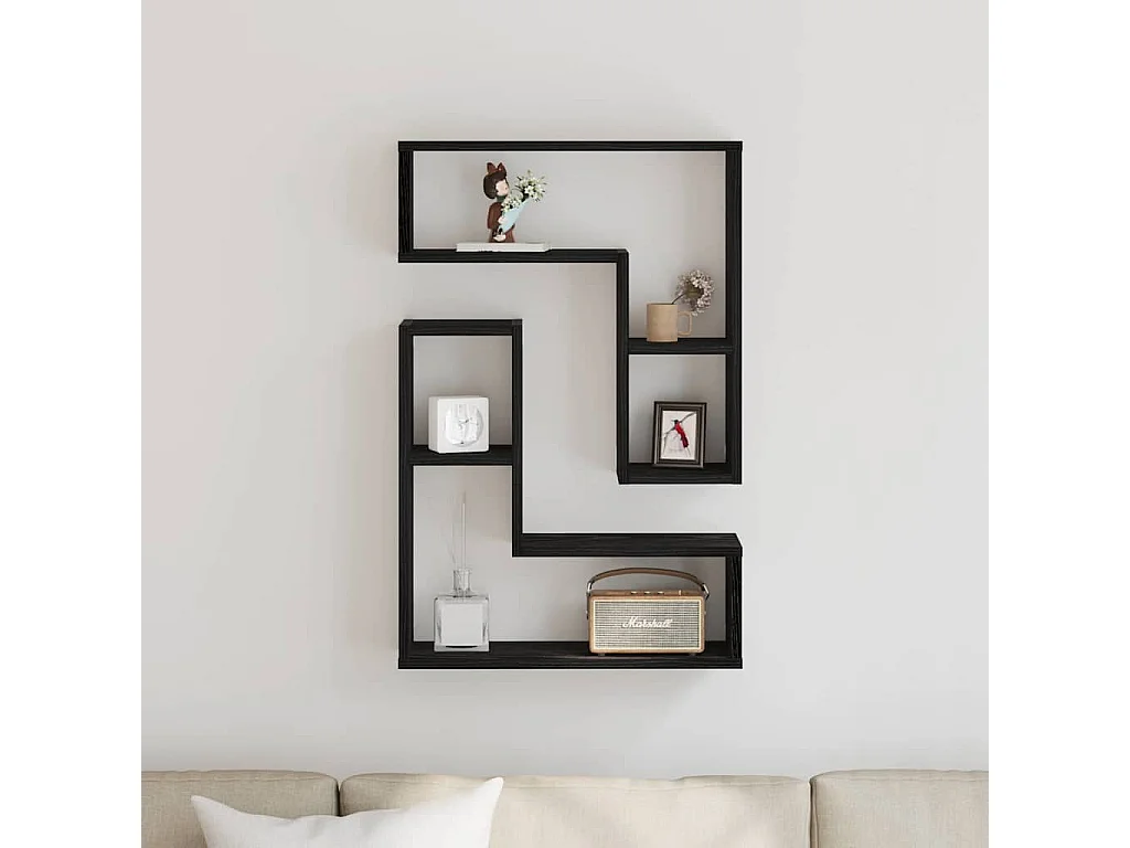 Étagères murales 2 pièces Chêne noir 50x15x85 cm en bois reconstitué