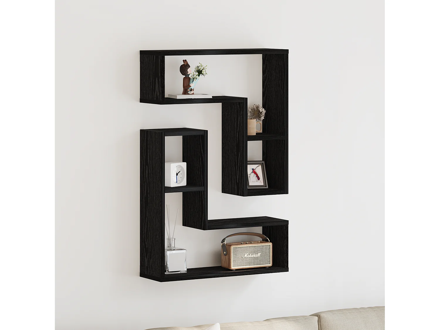 Mensole da parete 2 pezzi Rovere nero 50x15x85 cm in legno precomposto