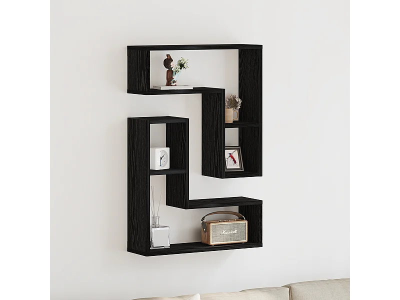 Étagères murales 2 pièces Chêne noir 50x15x85 cm en bois reconstitué