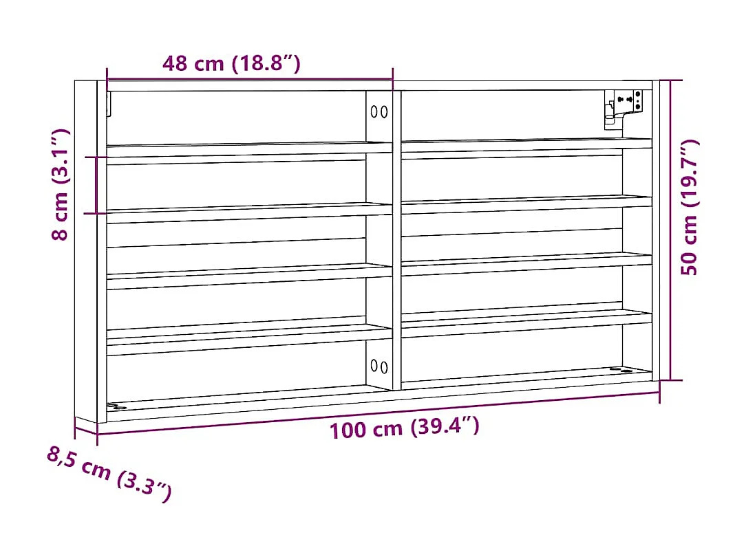 Vitrina de roble Sonoma 100x8,5x50 cm madera de ingeniería