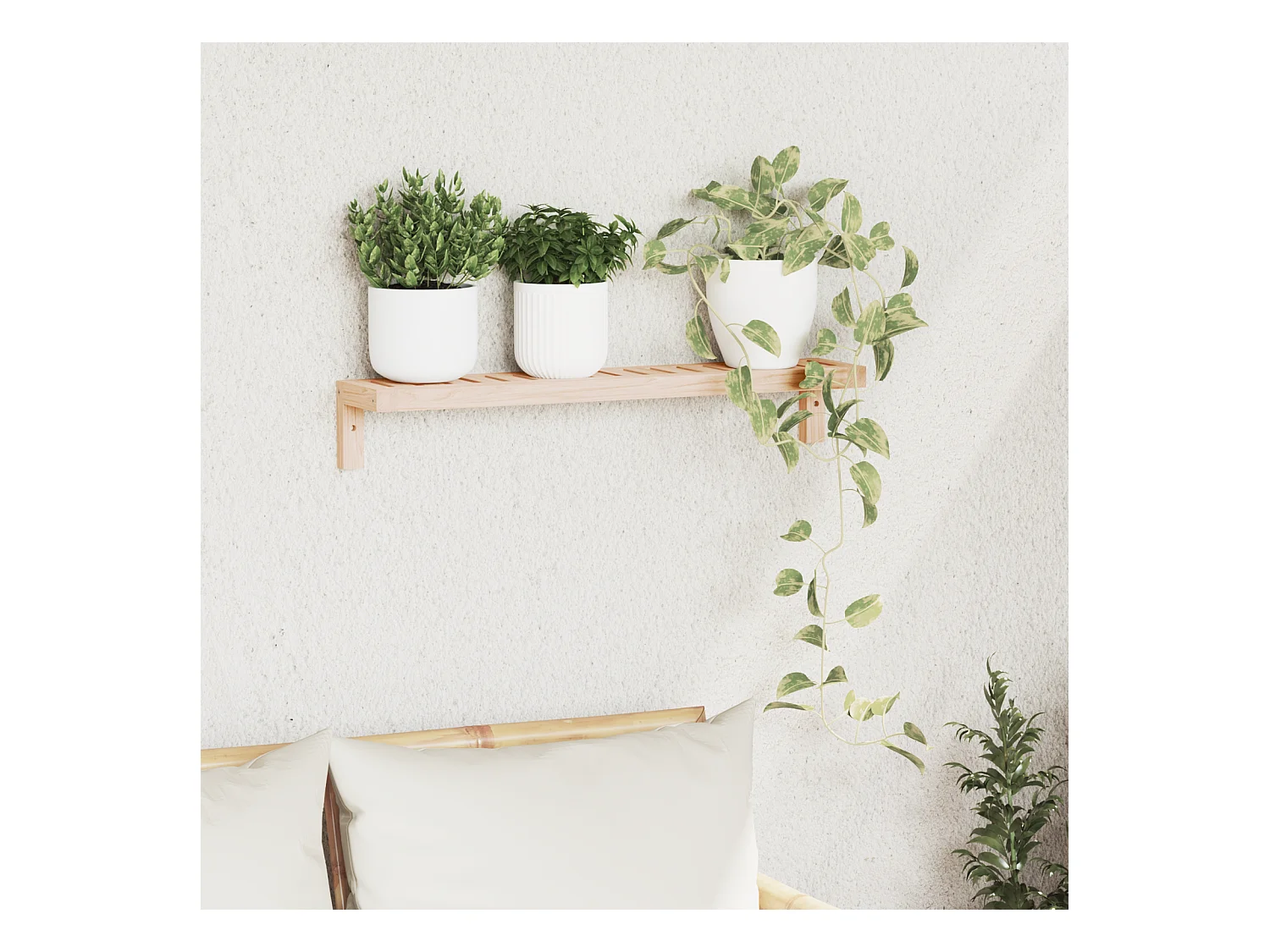 Etagère murale 62x10x12,5 cm en bois massif noyer