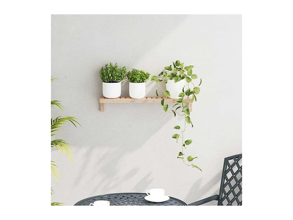 Etagère murale 62x10x12,5 cm en bois massif noyer