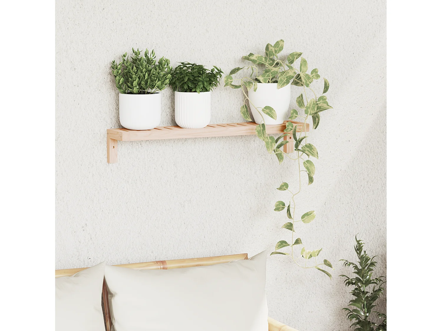 Etagère murale 62x10x12,5 cm en bois massif noyer