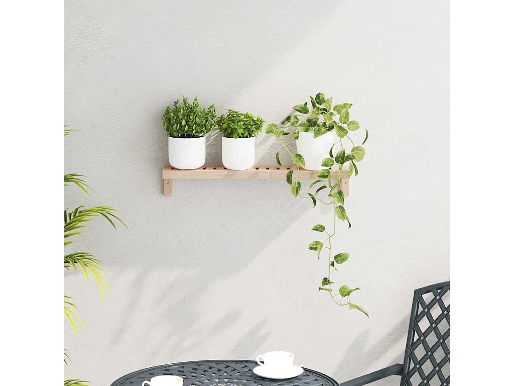 Etagère murale 62x10x12,5 cm en bois massif noyer