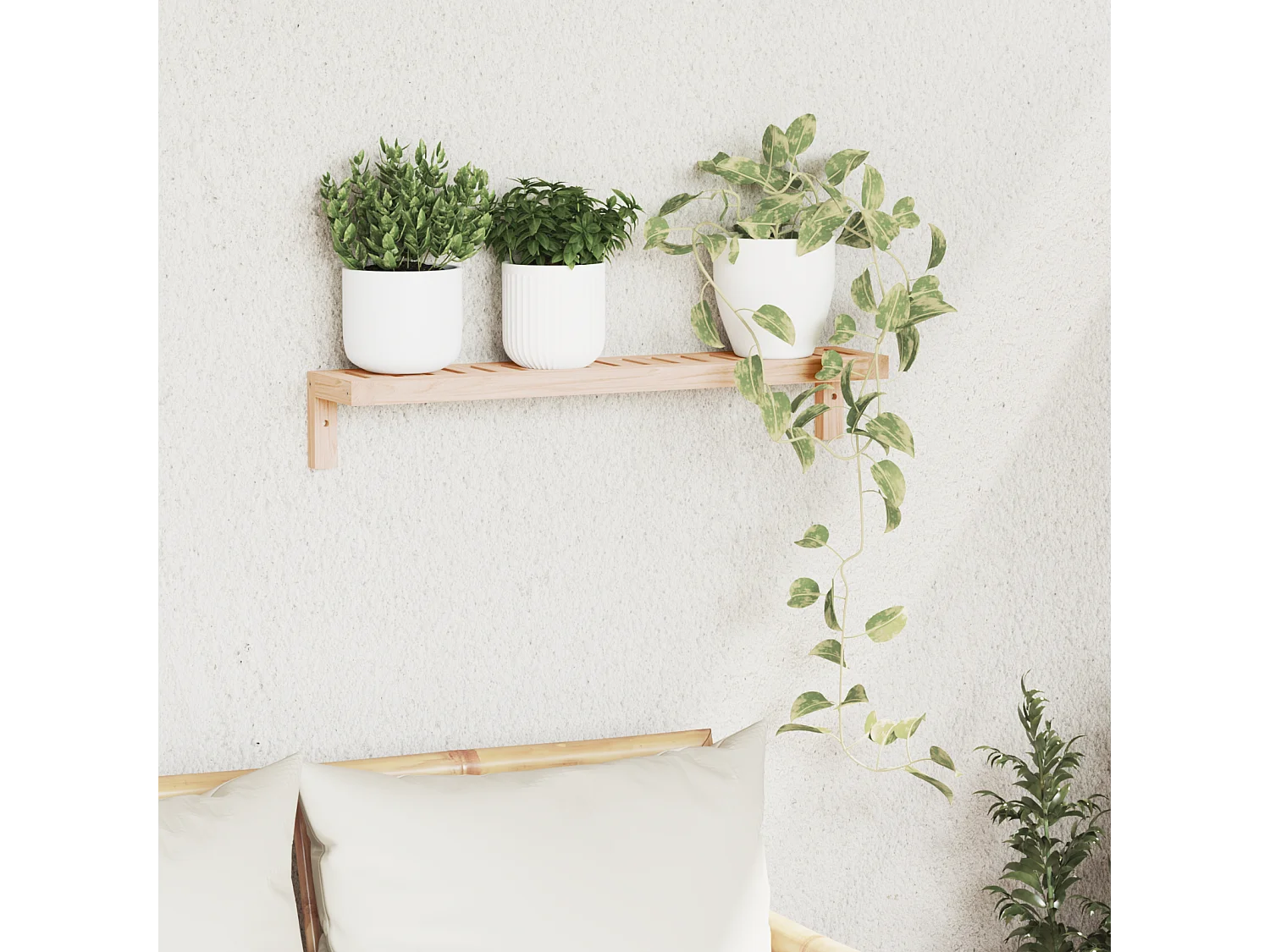 Etagère murale 62x10x12,5 cm en bois massif noyer