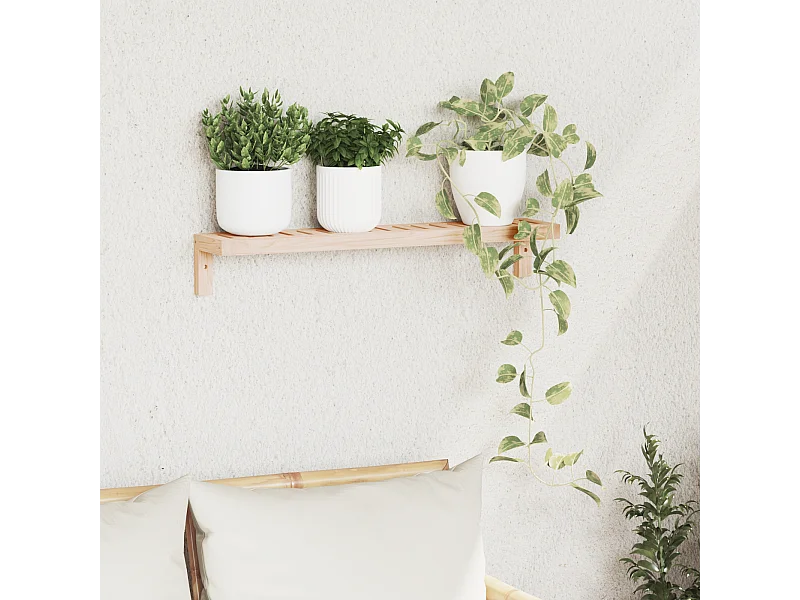 Etagère murale 62x10x12,5 cm en bois massif noyer