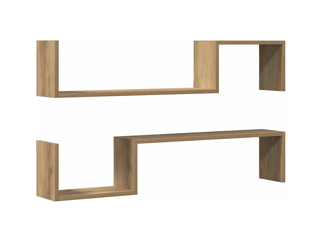 Étagères murales 2 pcs chêne artisanal 100x15x20 cm