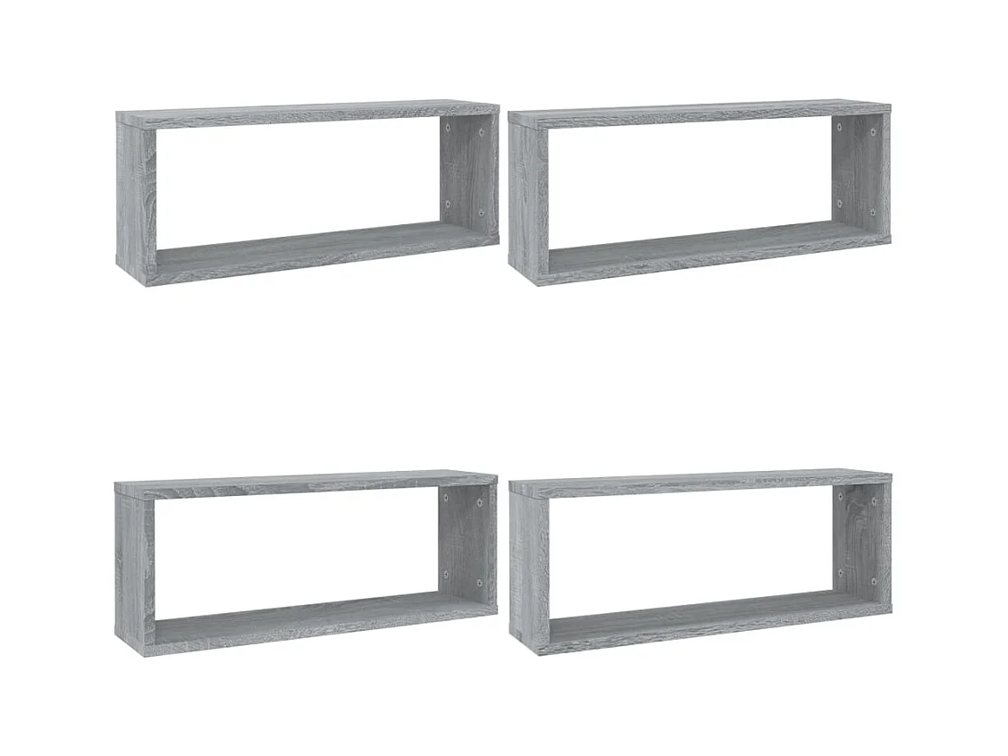 Étagères murales cube 4 pcs Sonoma gris 60x15x23 cm Bois