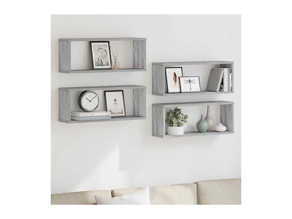 Étagères murales cube 4 pcs Sonoma gris 60x15x23 cm Bois