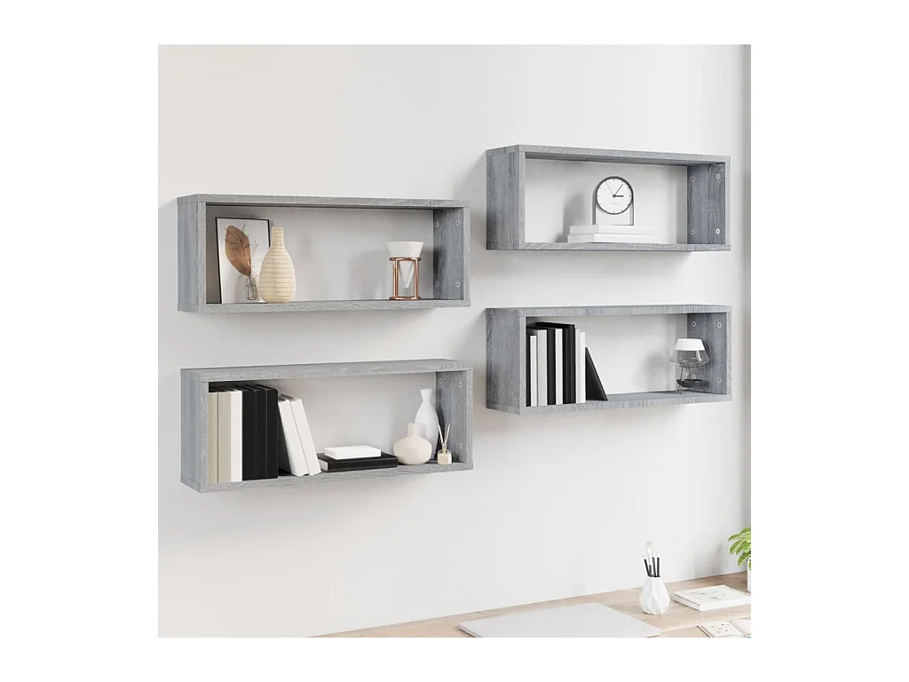 Étagères murales cube 4 pcs Sonoma gris 60x15x23 cm Bois