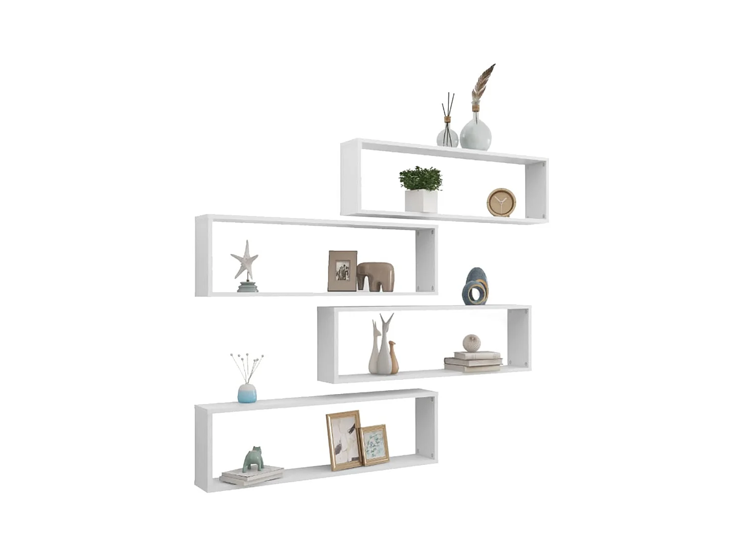 Mensole a cubo da parete 4 pezzi Bianco 100x15x30cm Legno ingegnerizzato