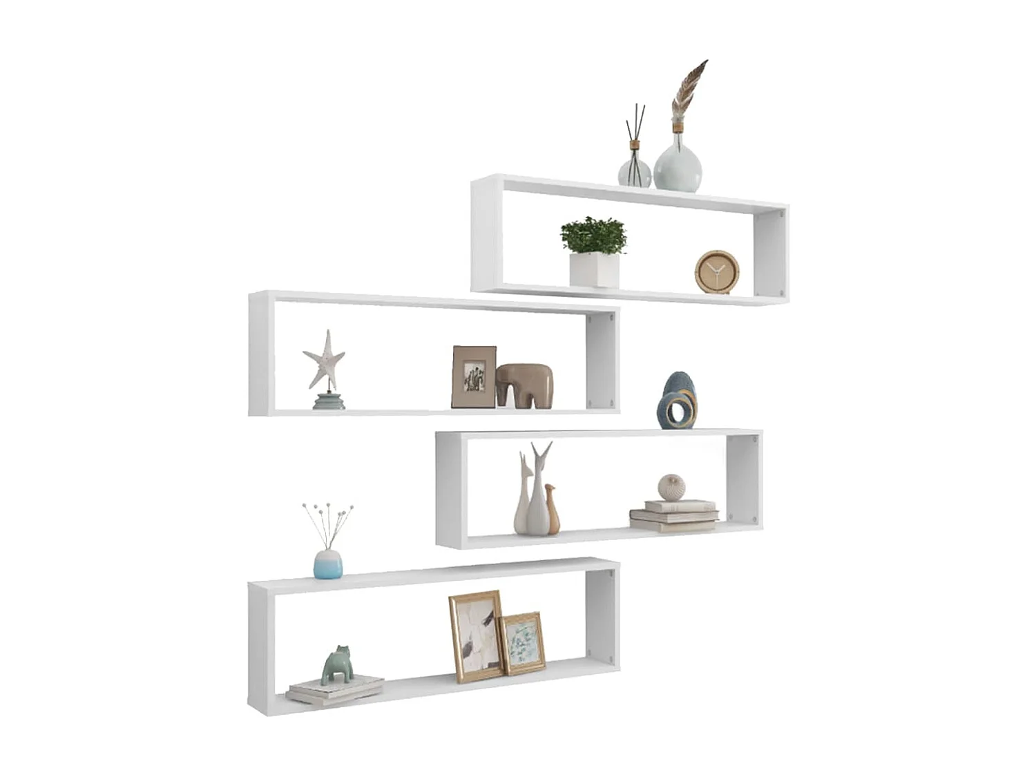 Étagères cube murales 4 pcs Blanc 100x15x30cm bois d'ingénierie