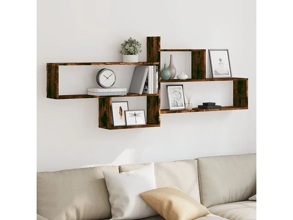 Wandplank van gerookt eikenhout 167,5x18x68 cm bewerkt hout