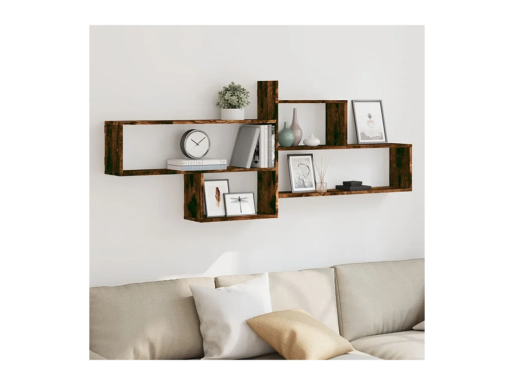 Wandplank van gerookt eikenhout 167,5x18x68 cm bewerkt hout