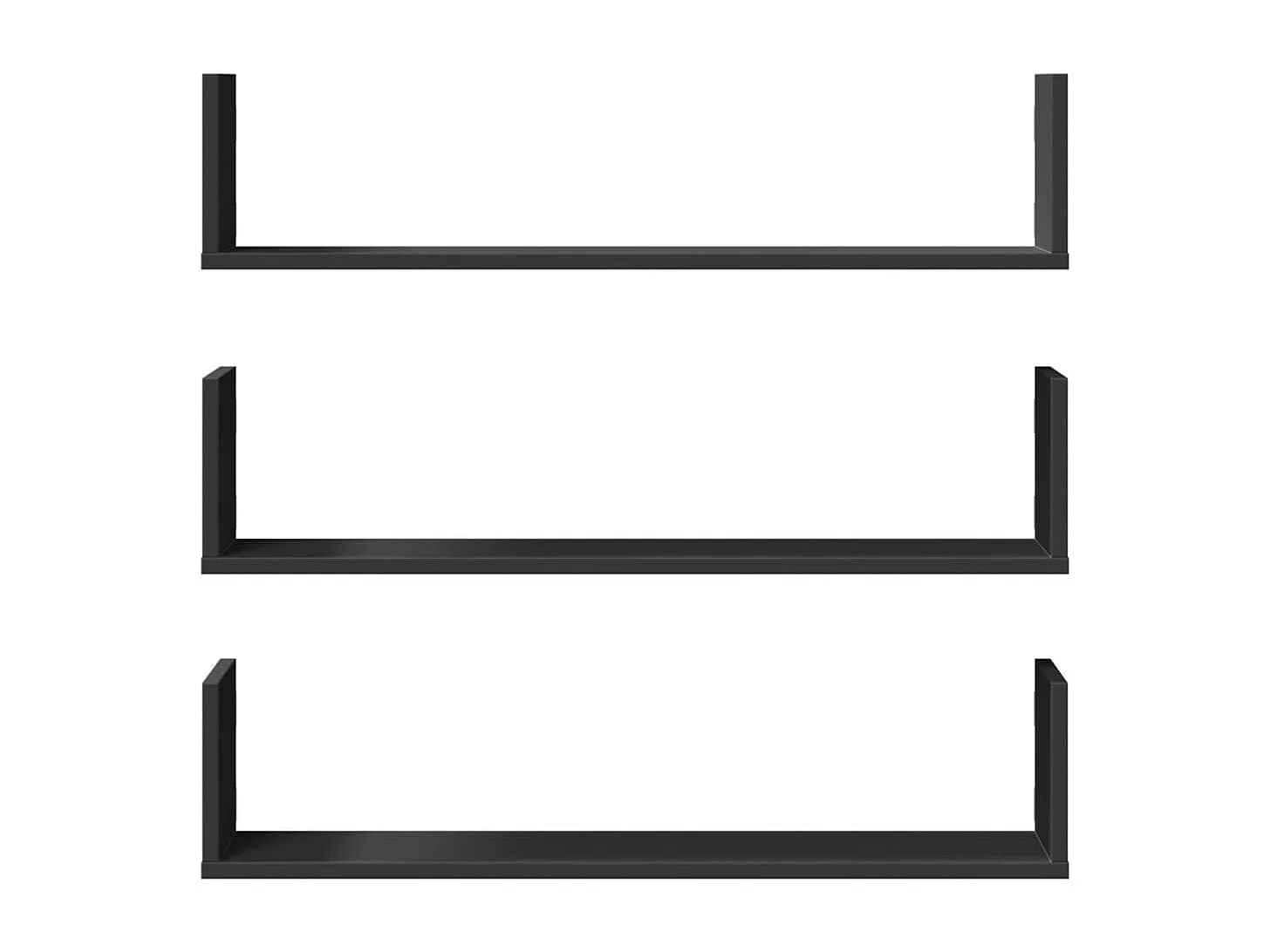 Mensole da parete 3 pezzi nere 80x18x18 cm in legno ingegnerizzato