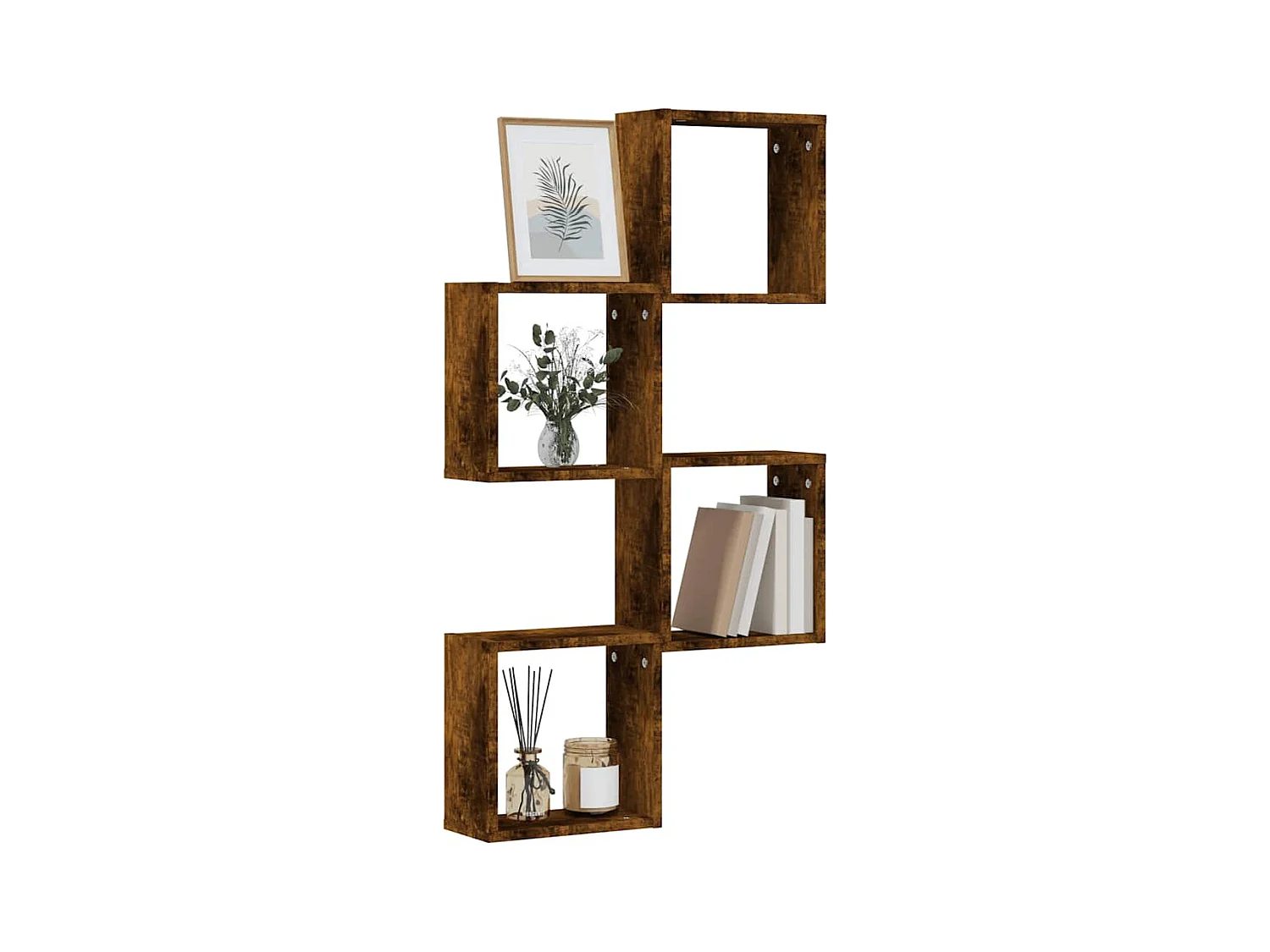Étagères murales sous forme de cube 4 pcs chêne fumé 30x15x30cm