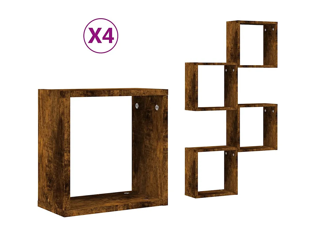 Étagères murales sous forme de cube 4 pcs chêne fumé 30x15x30cm
