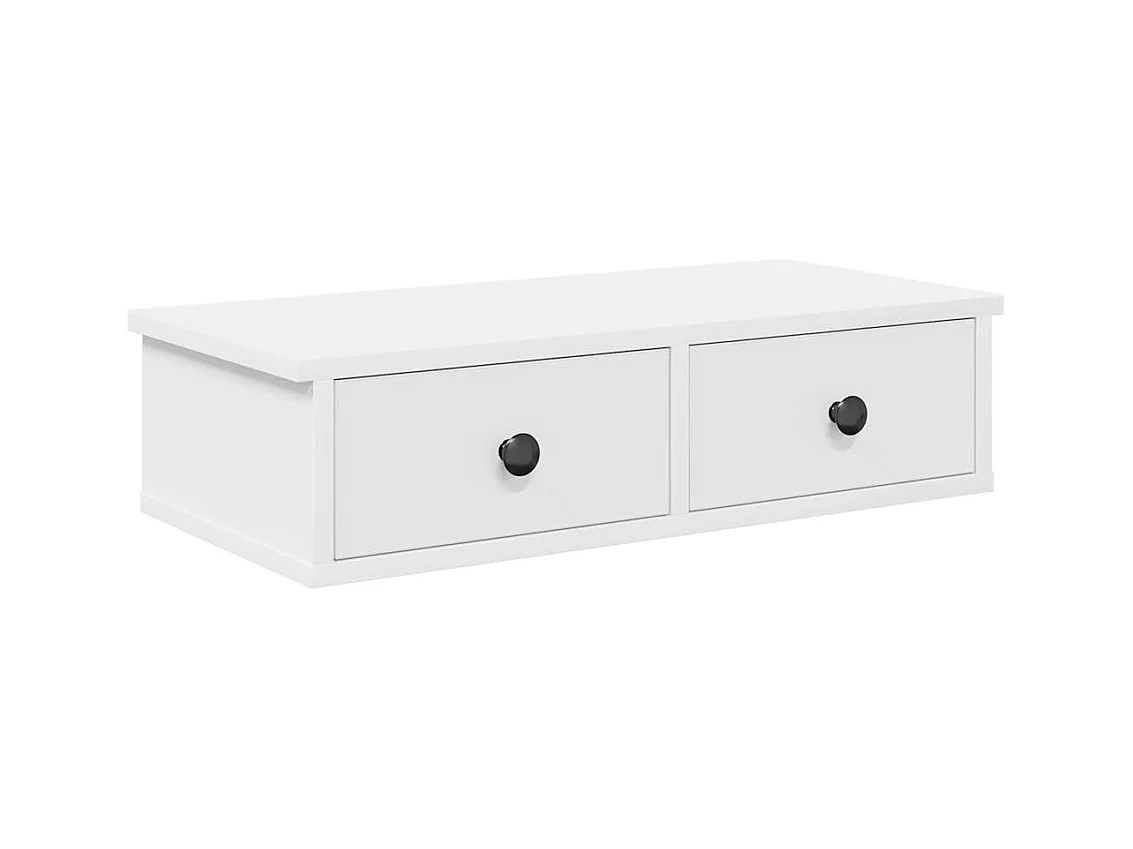 Mensola da parete con cassetti bianca 60x25x15 cm in legno ingegnerizzato