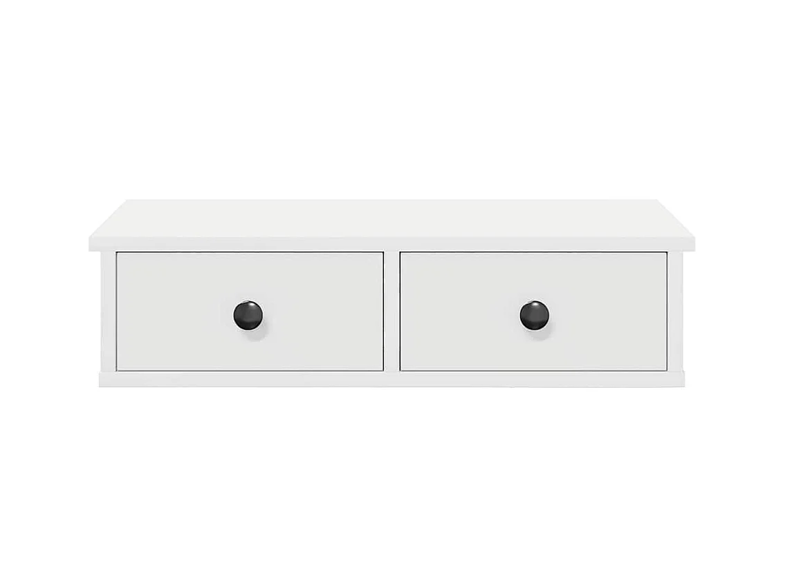 Mensola da parete con cassetti bianca 60x25x15 cm in legno ingegnerizzato