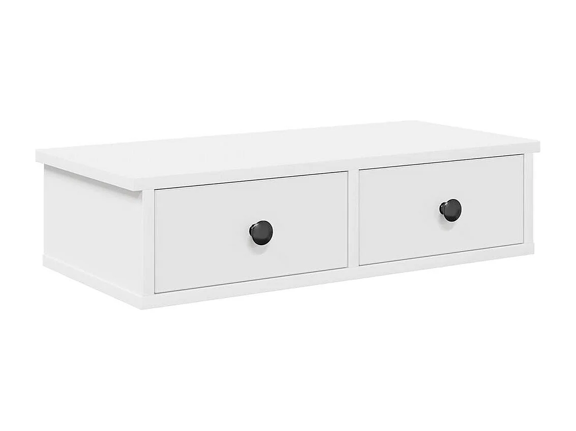 Wandregal mit Schubladen weiß 60x25x15 cm Holzwerkstoff