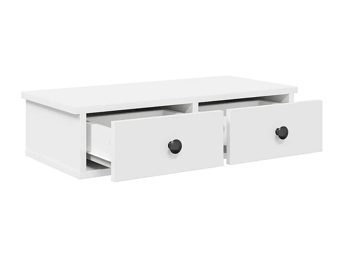 Wandregal mit Schubladen weiß 60x25x15 cm Holzwerkstoff