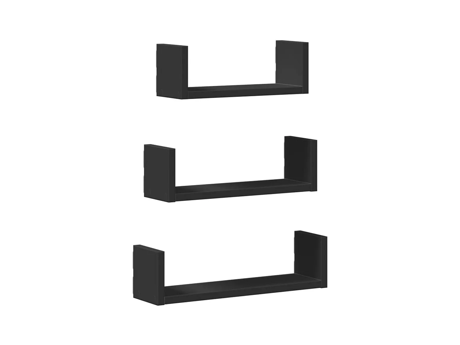 3-teiliges Wandregal aus schwarzem Holzwerkstoff