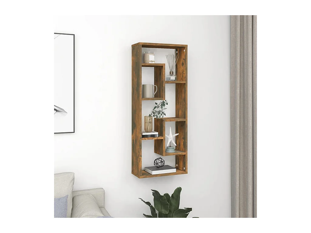 Étagère murale Chêne fumé 36x16x90 cm Bois d'ingénierie